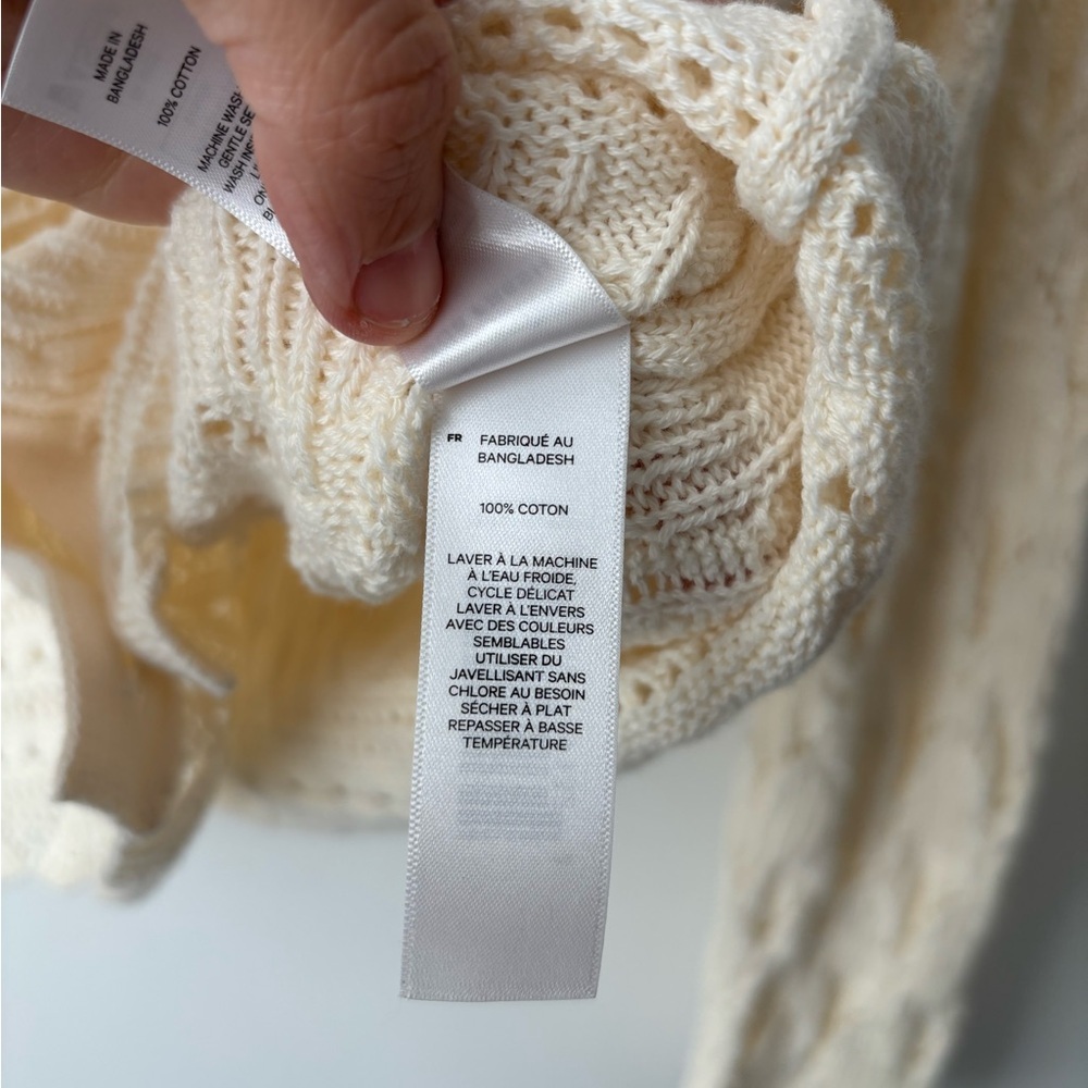Joe Fresh Cream Crochet Lace Cardigan | 100% Cotton | M - Picture 7 of 8